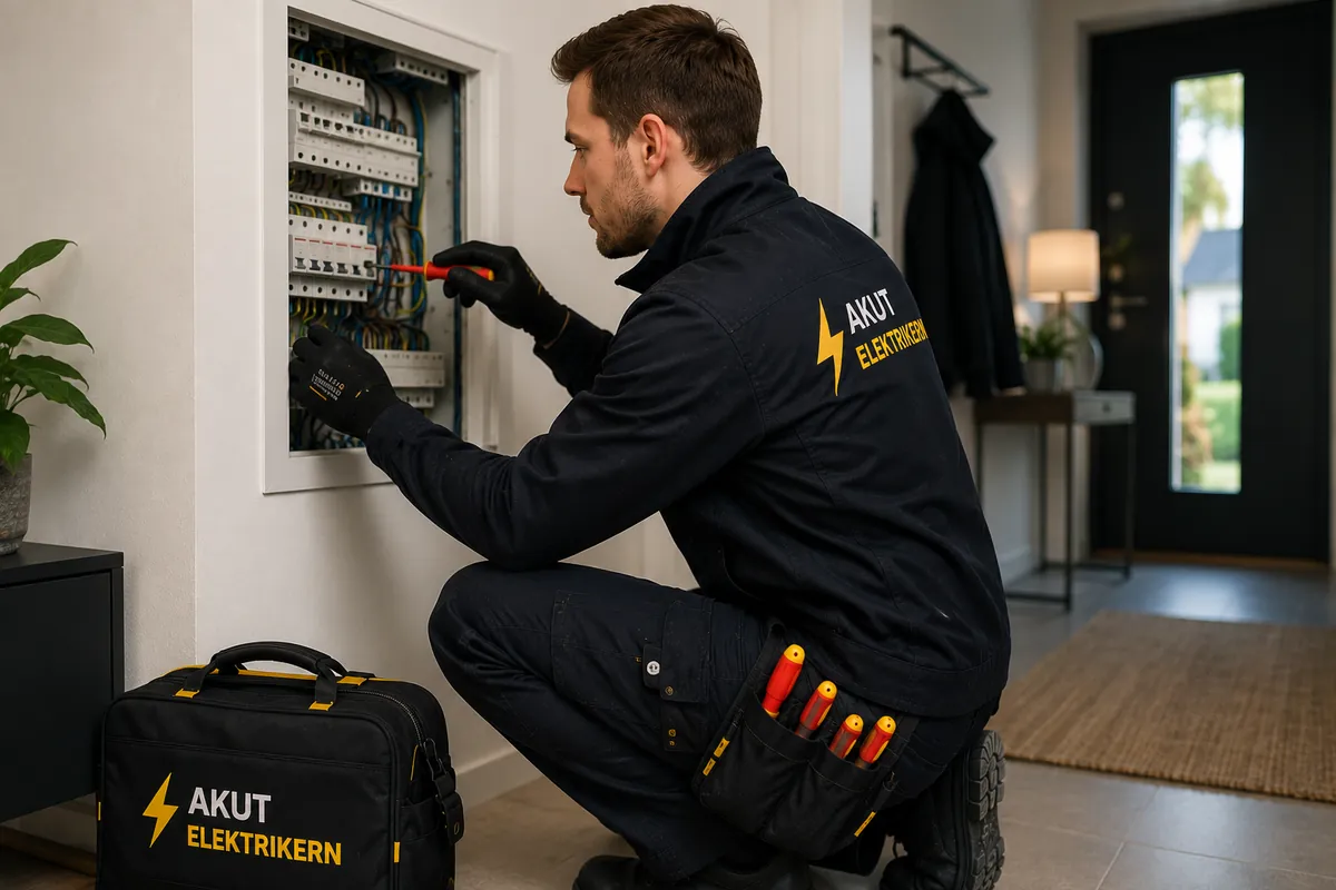 Elektriker arbetar med säkringar som går i Jönköping.